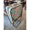 LIT PLIANT METAL NOIR COUSSIN TISSU VERT FLEURI 