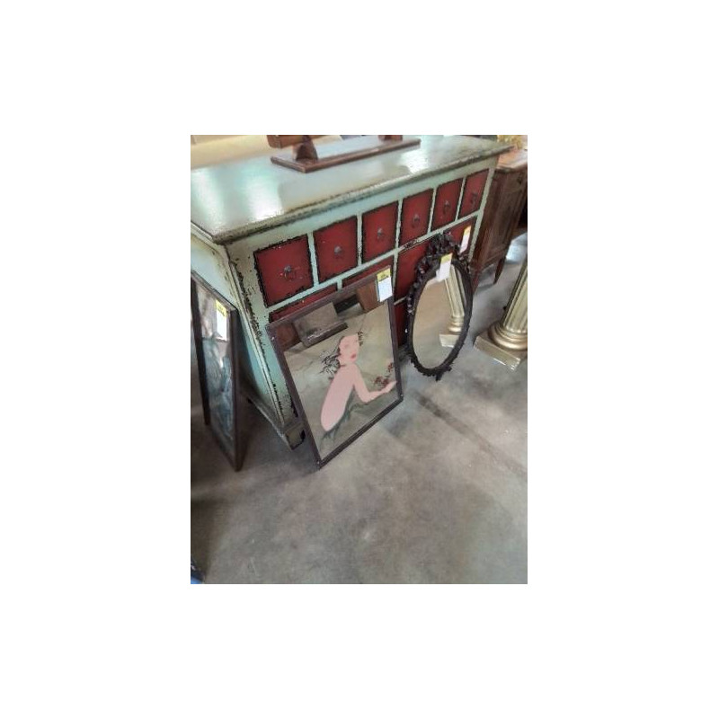 MIROIR RECTANGULAIRE DÉCOR FEMME AU CHAPEAU 