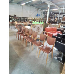6 CHAISES BOIS CLAIR ASSISE...