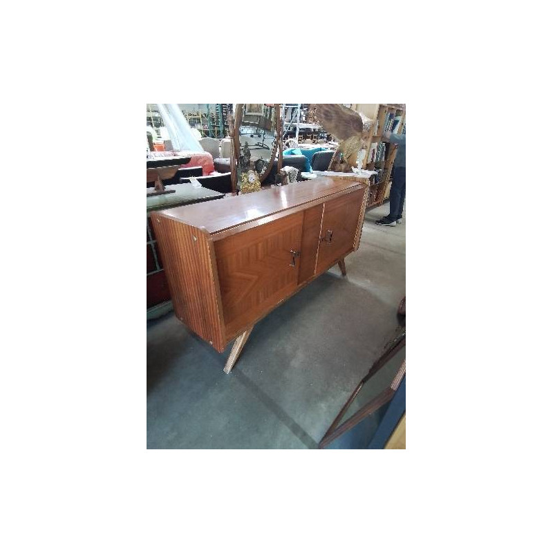 ENFILADE BOIS CLAIR 2 PORTES PIEDS COMPAS ANNÉES 50