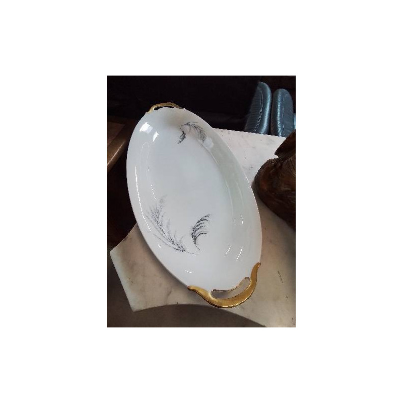 PLAT OVALE PORCELAINE  DORÉ LIMOGES 