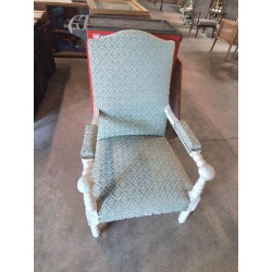 FAUTEUIL BOIS PEINT BLANC...