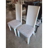 4 CHAISE BOIS BLANC ET NOIR HAUT DOSSIER ASSISE CAPITONNÉ FEUILLAGES BLANC ET TAUPE INTERIOR\'S