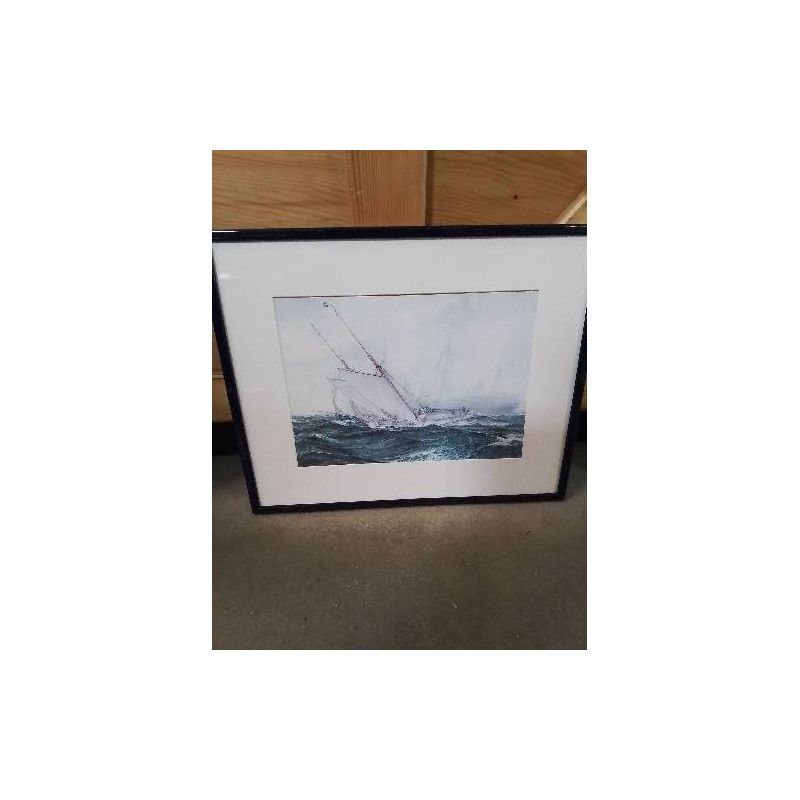 GRAVURE VOILIER PAR GROS TEMPS 