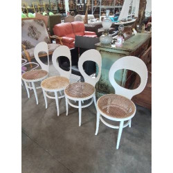 4 CHAISES BOIS BLANC CANNÉ...