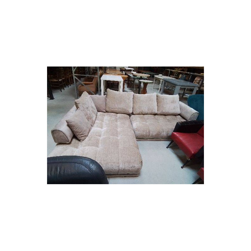CANAPE D ANGLE GAUCHE VELOURS TAUPE