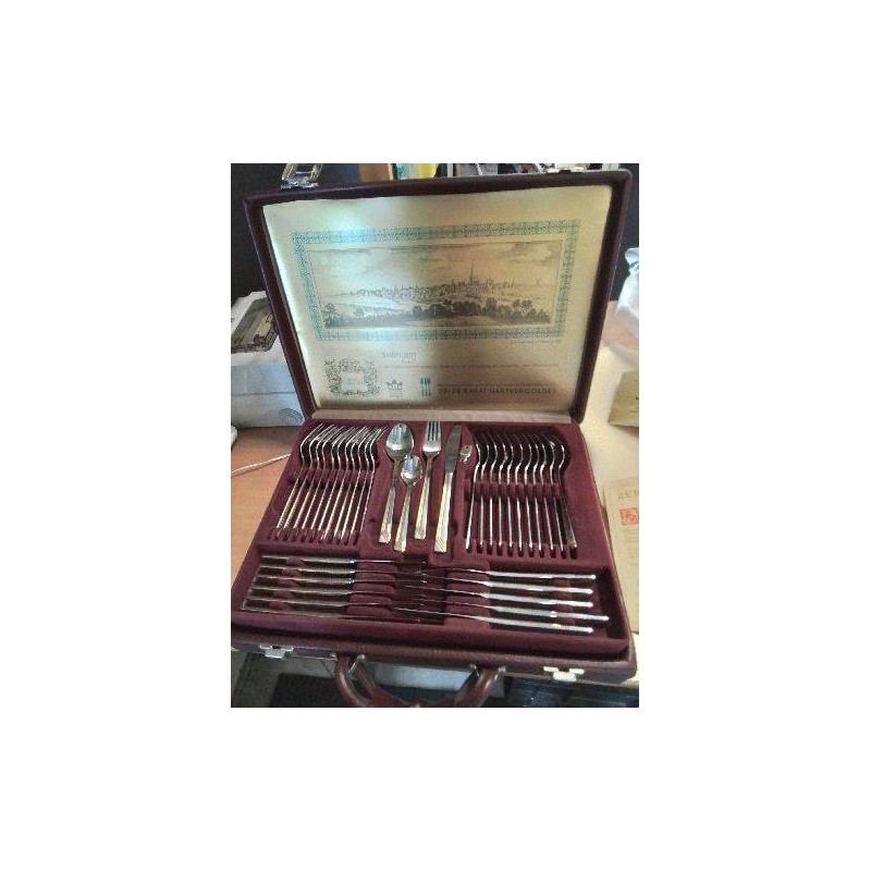 MÉNAGÈRE PLAQUÉ OR 23/24 CARATS SOLINGEN 68 PIÈCES 