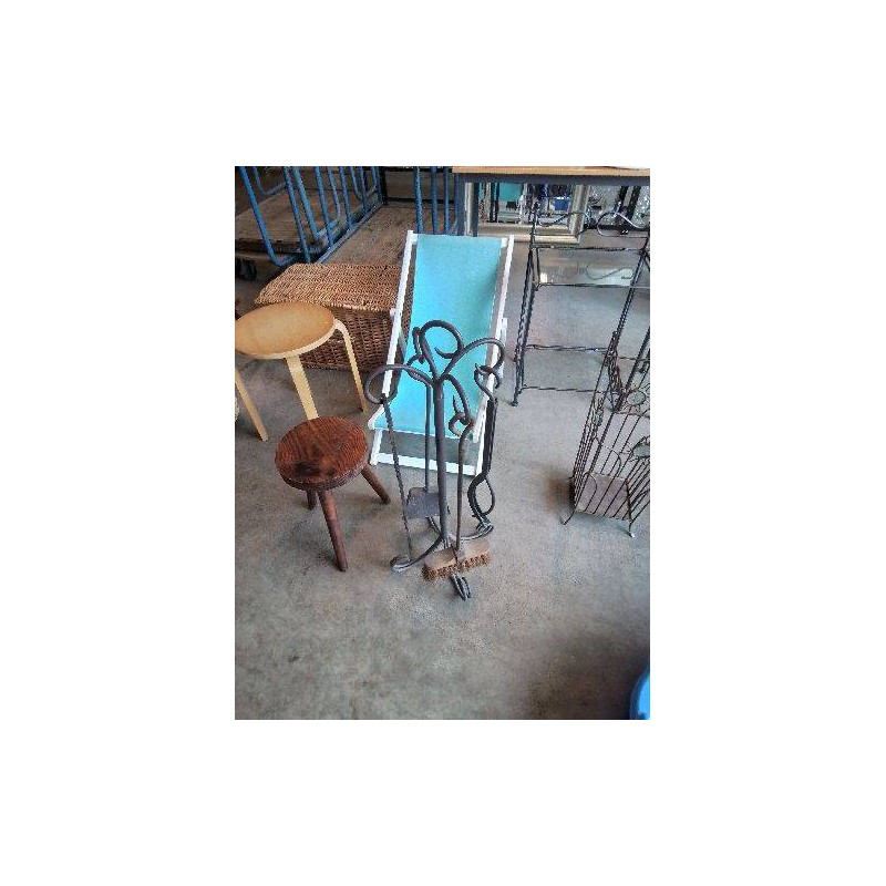 NÉCESSAIRE DE CHEMINÉE 5 PIECES FER FORGE