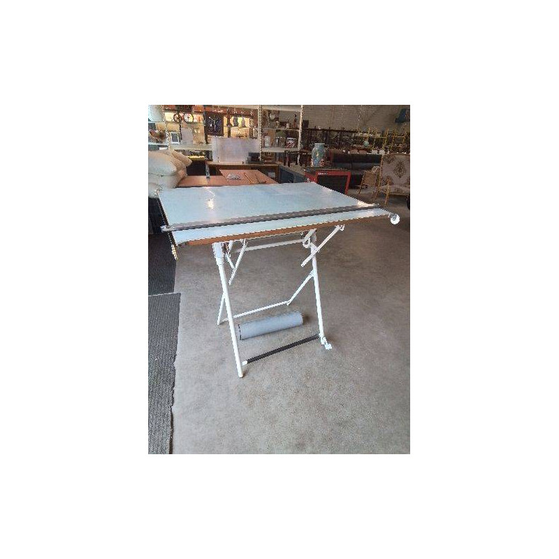 TABLE A DESSIN DARNAY ANNÉES 70 PIÈTEMENT MÉTAL BLANC PLATEAU BOIS