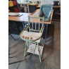 CHAISE BEBE BOIS PEINT VERT ET BEIGE