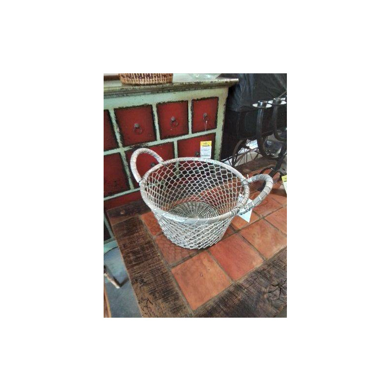 PANIER ROND  MÉTAL CHROMÉ GRILLAGÉ 