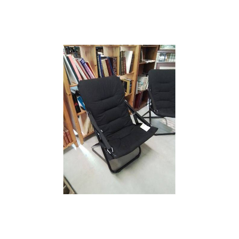 FAUTEUIL PLIANT METAL ET TISSU NOIR 