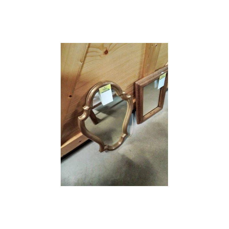 MIROIR OVALE CINTRÉ CHANTOURNÉ BOIS DORÉ 