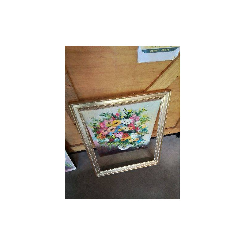 HUILE SUR TOILE COMPOSITION FLORALE NICOLE MASSART 