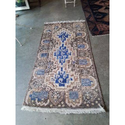 TAPIS LAINE FAIT MAIN BLEU...