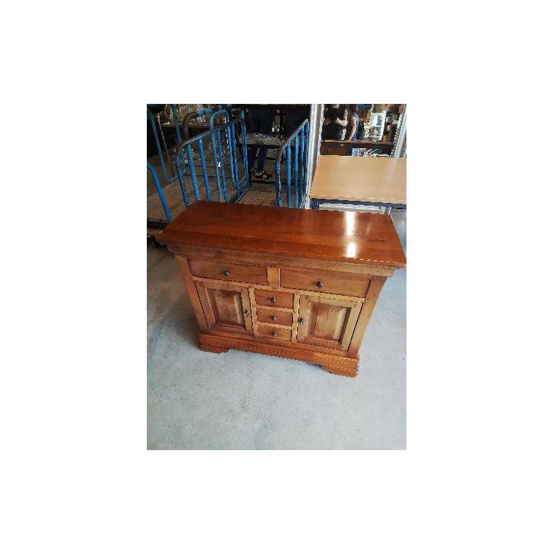 BUFFET BOIS CLAIR MOULURÉ 2 PORTES 5 TIROIRS 