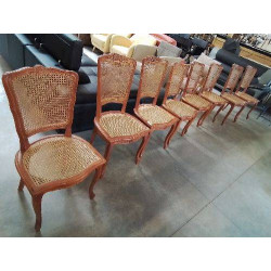 8 CHAISES BOIS CLAIR CANNÉ...
