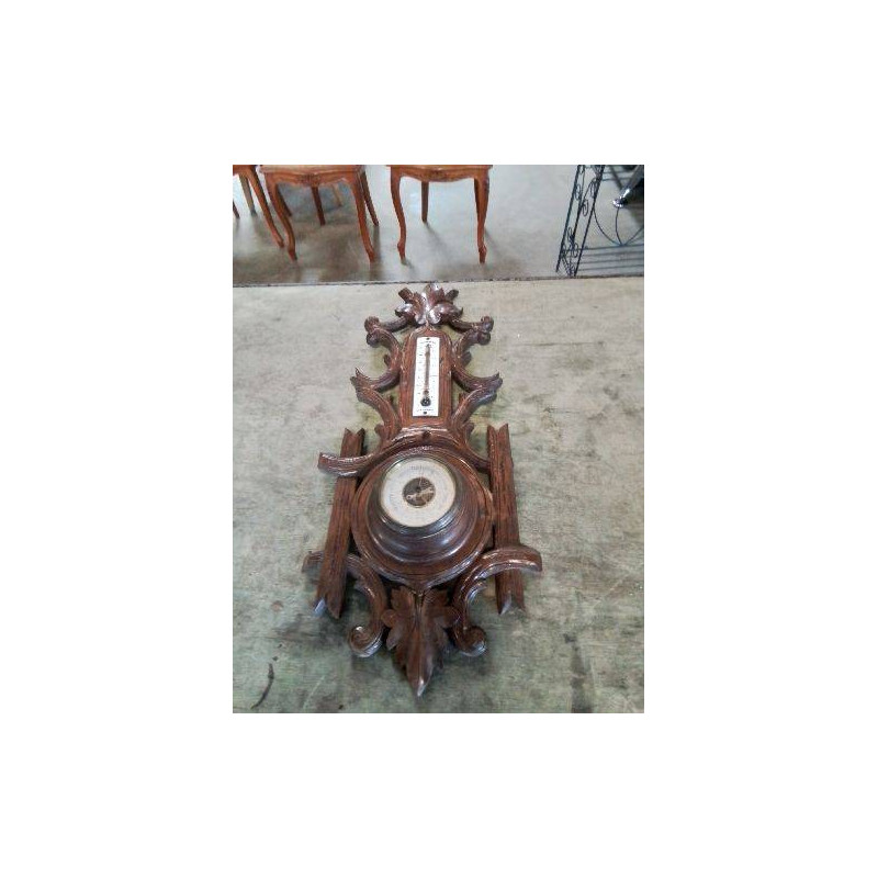 BAROMÈTRE THERMOMÈTRE BOIS SCULPTÉ DÉBUT XXE