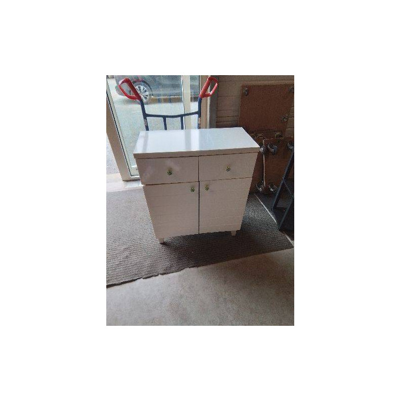MEUBLE DE SALLE DE BAIN BOIS BLANC 2 PORTES 2 TIROIRS 