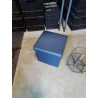 POUF COFFRE CARRÉ PU  BLEU 