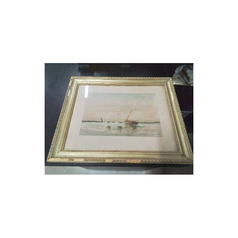 AQUARELLE MARINE BARQUE  PAUL SEIGNON -1820 1890-