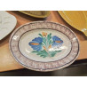 PLAT OVALE CÉRAMIQUE AUX FLEURS ROUEN EN L\'ÉTAT 