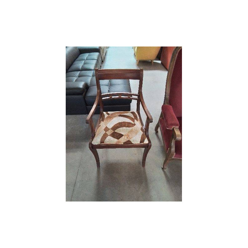 FAUTEUIL BOIS ASSISE VELOURS CHOCOLAT ECRU