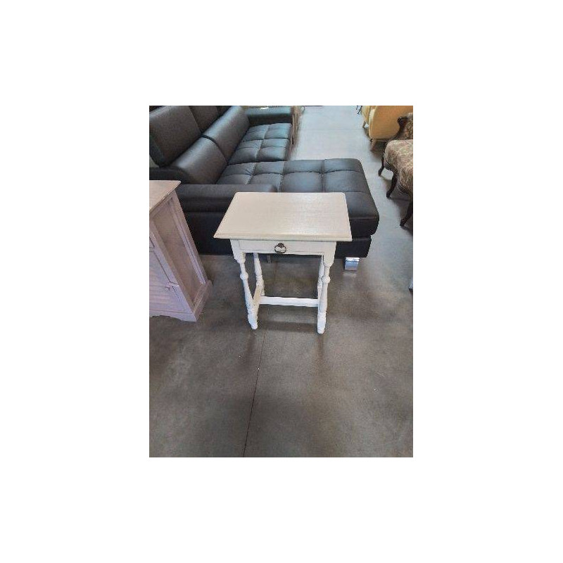 CONSOLE BOIS PEINT ECRU A COLONNES 1 TIROIR 