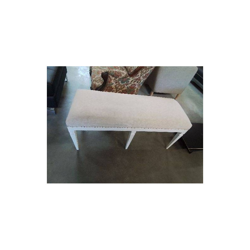 BANQUETTE DE PIANO BOIS PEINT ASSISE ECRU STYLE LOUIS XVI 