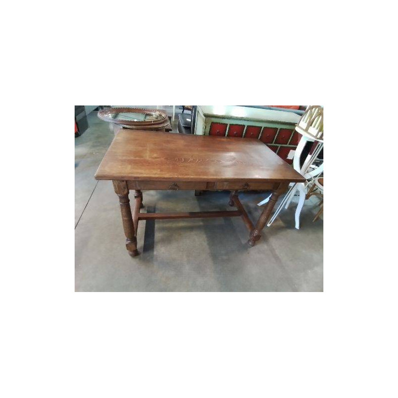 TABLE RECTANGULAIRE 2 TIROIRS A ENTRETOISE PIEDS TOURNÉS 