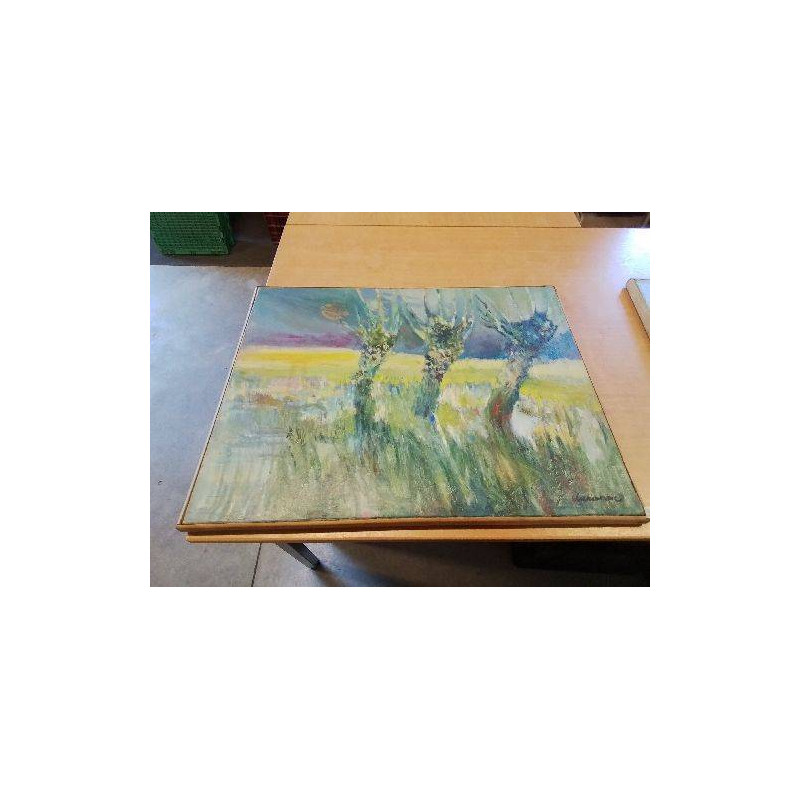 HUILE SUR TOILE ARBRES PIERRE LURIENNE PEINTRE HAVRAIS XXE