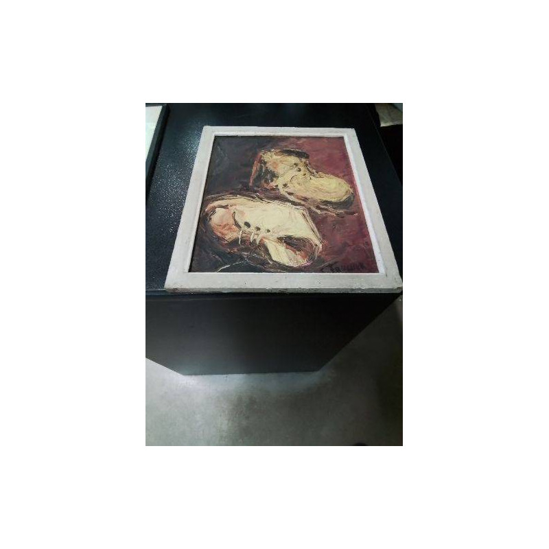 HUILE SUR PANNEAU CHAUSSURES 21X26