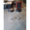PAIRE TABOURET CHROMÉ ASSISE PU NOIR 