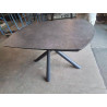 TABLE EXTENSIBLE MONDO VIRO VERRE EFFET MARBRE PIÈTEMENT MÉTAL GRIS 2 RALLONGES DE 35 CM