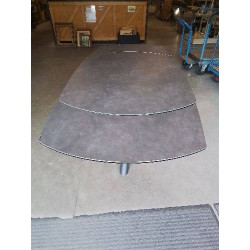 TABLE EXTENSIBLE MONDO VIRO VERRE EFFET MARBRE PIÈTEMENT MÉTAL GRIS 2 RALLONGES DE 35 CM