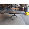 TABLE EXTENSIBLE MONDO VIRO VERRE EFFET MARBRE PIÈTEMENT MÉTAL GRIS 2 RALLONGES DE 35 CM