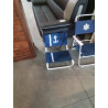 FAUTEUIL DE PLAGE TISSU BLEU PIÈTEMENT MÉTAL BLANC 