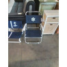 FAUTEUIL DE PLAGE TISSU BLEU PIÈTEMENT CHROMÉ