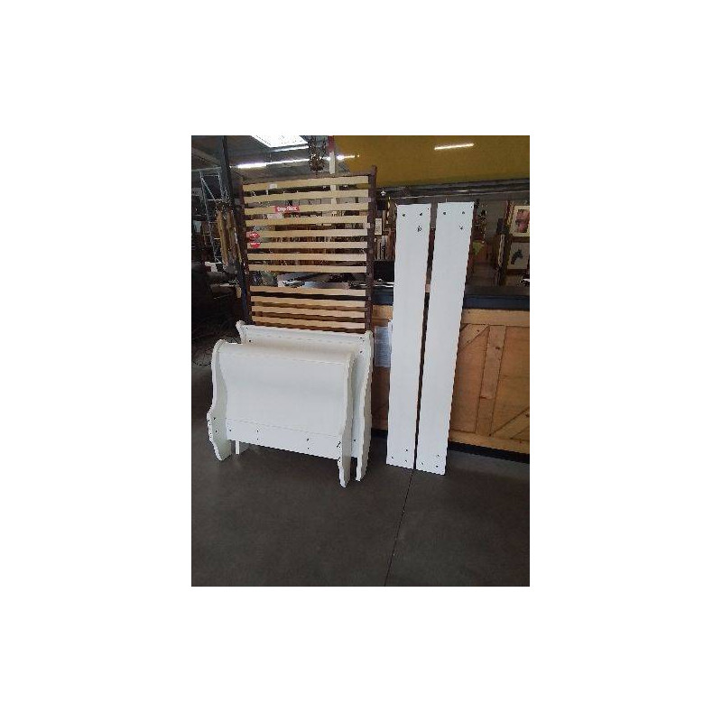 LIT BOIS BLANC AVEC SOMMIER A LATTES 90X190 