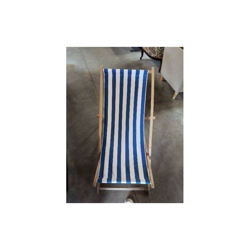 CHILIENNE PLIANT TISSU RAYÉ BLEU ET BLANC 