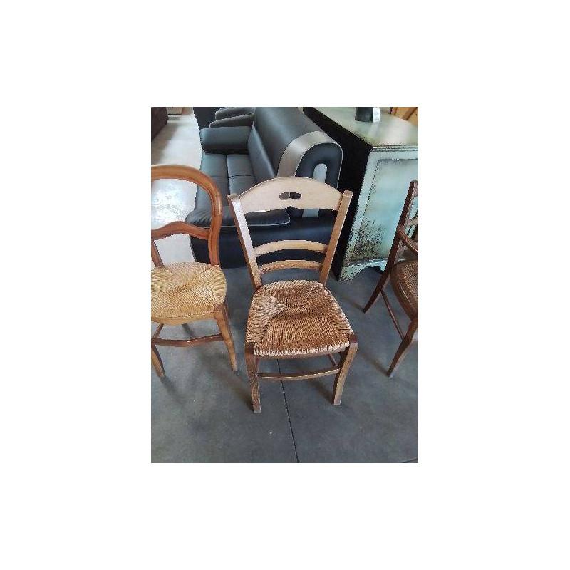 CHAISE BOIS PAILLÉ A POIGNÉE 