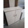 ARMOIRE BASSE DE BUREAU BOIS BEIGE ET GRIS  2 PORTES HAWORTH