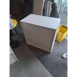 COMMODE 3 TIROIRS BOIS BLANC 