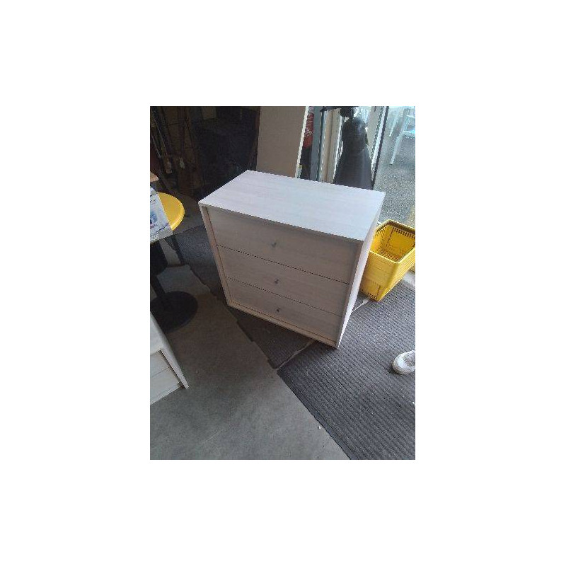COMMODE 3 TIROIRS BOIS BLANC 
