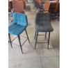 TABOURET PIÈTEMENT METAL ASSISE ET DOSSIER TISSU 