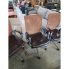 FAUTEUIL DE BUREAU A ROULETTES DONATI ADD FORM ASSISE CUIR MARRON DOSSIER TISSU AJOURE