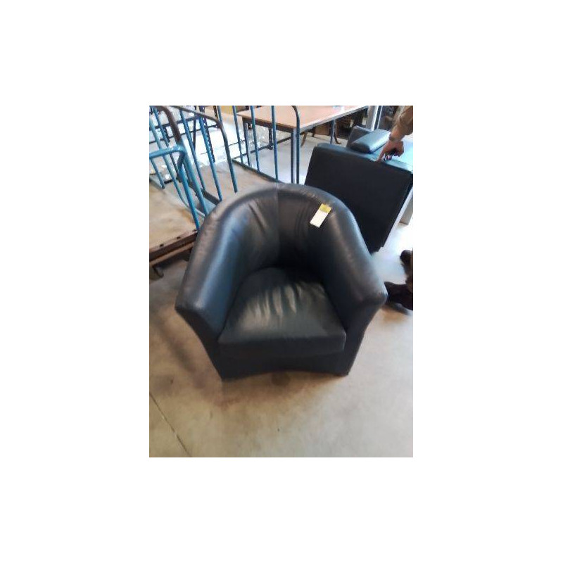 FAUTEUIL CLUB PIVOTANT  CUIR ET PU BLEU