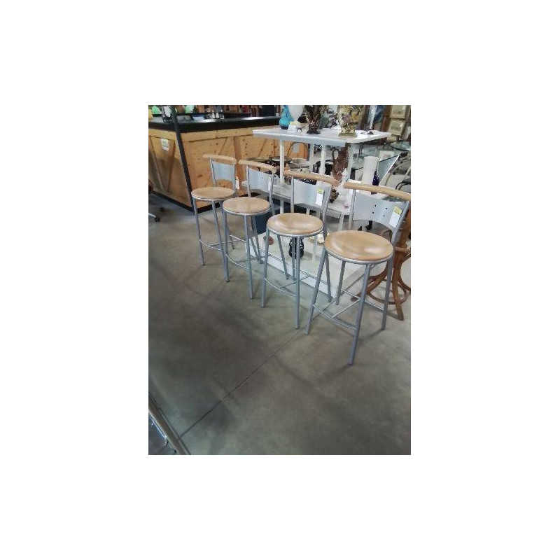 TABOURET PIÈTEMENT MÉTAL ASSISE BOIS CLAIR