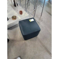 POUF CARRÉ CUIR BLEU