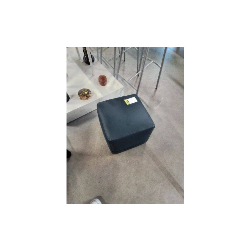 POUF CARRÉ CUIR BLEU